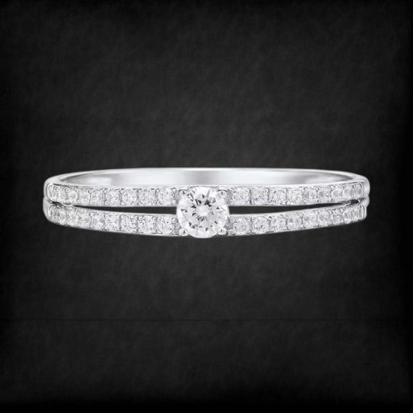 Cubic Zirconia 9k White Gold Band Ring