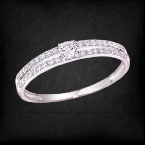 Cubic Zirconia 9k White Gold Band Ring - Image 2
